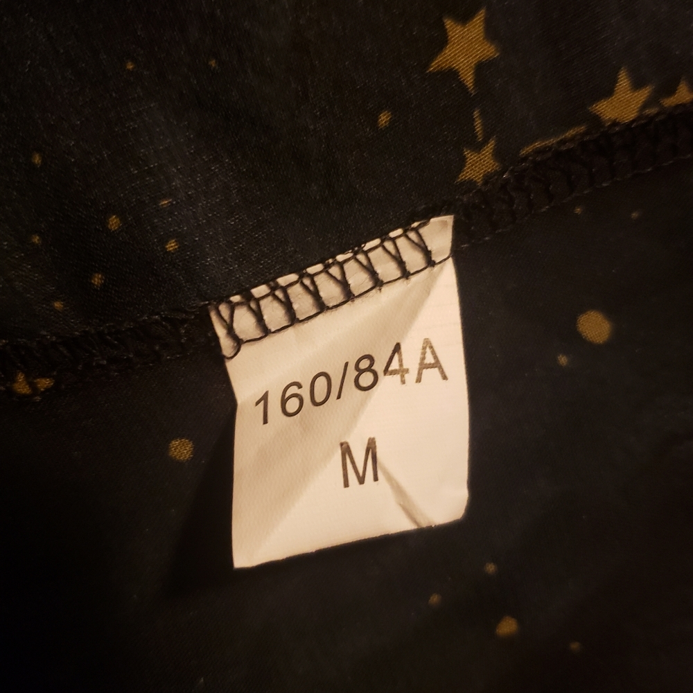 SOLD Black Sheer Gold Astrology Constellation Print Bell Sleeved Kimono Sz M - Picture 8 of 10